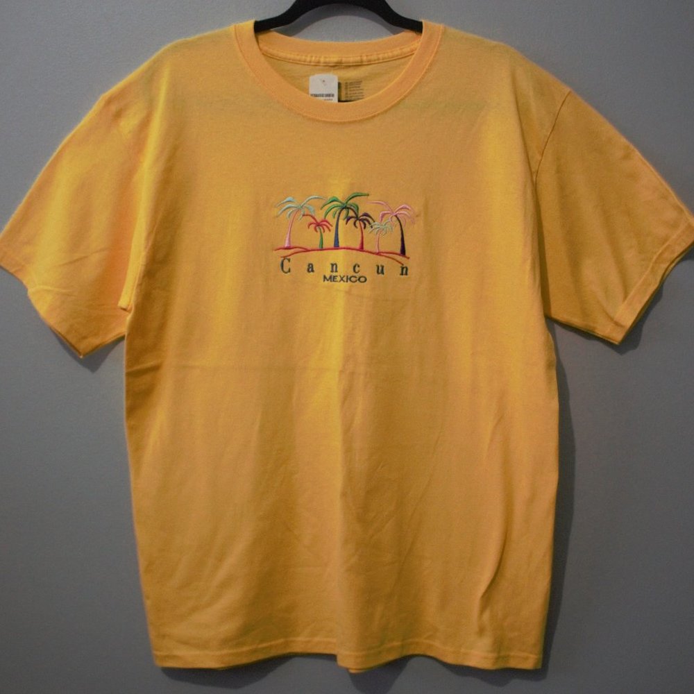 Yellow Cancun Mexico Tropical Palm Tree T-Shirt